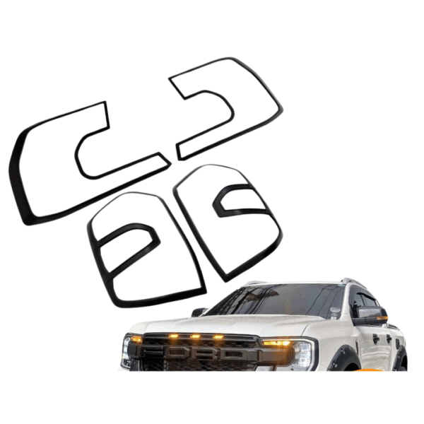 Matte Black Head Light & Tail Light Trim Covers Fits Ford Ranger